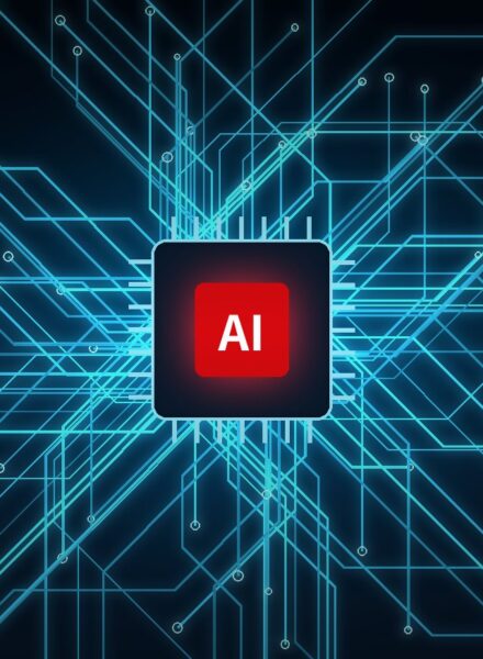 AI Compliance（回路とAIチップのイメージ）