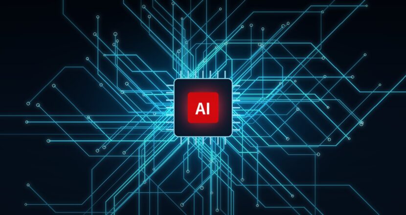 AI Compliance（回路とAIチップのイメージ）