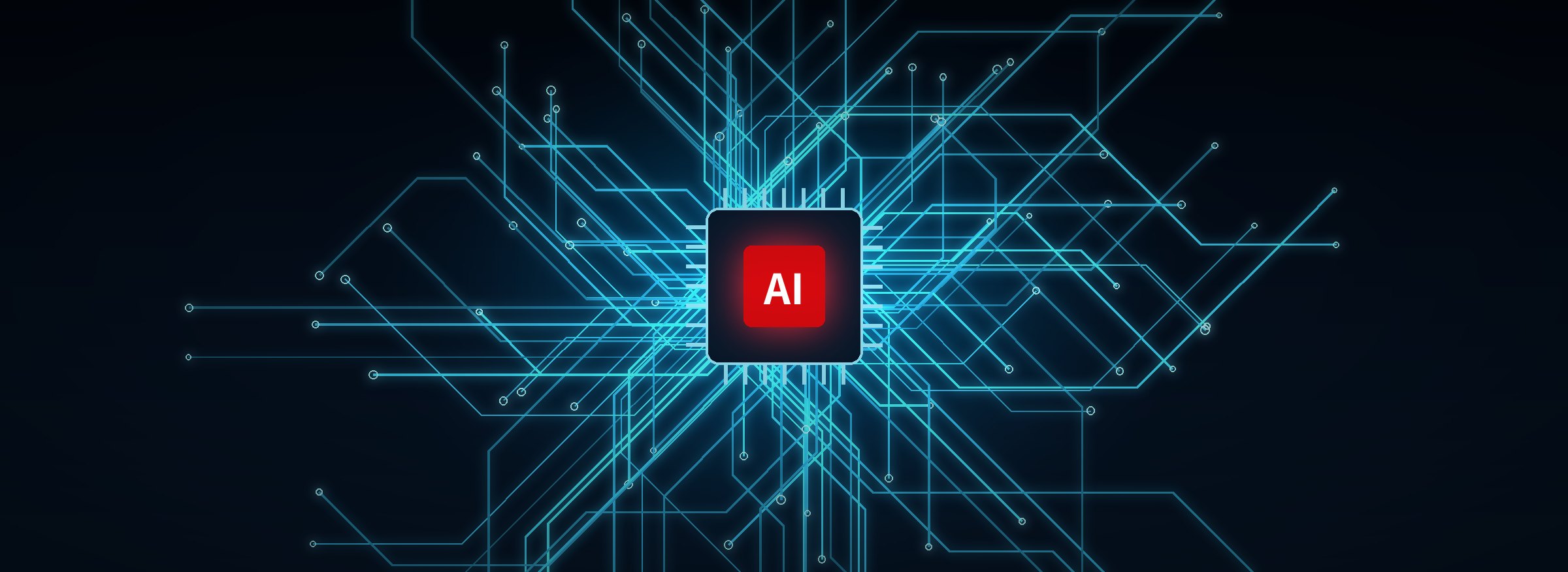 AI Compliance（回路とAIチップのイメージ）